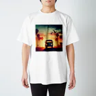 aircooled3のレトロなワーゲン 夕暮れビーチ 2 スタンダードTシャツ