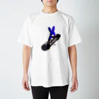 鬼鞍 ONIKURAのPlayful Rabbits ブルー スタンダードTシャツ