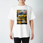 JapanCarStyleの黄色いスポーツカーと日本の風景3 スタンダードTシャツ