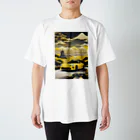 JapanCarStyleの黄色いスポーツカーと日本の風景4 スタンダードTシャツ