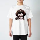 PALA's SHOP　cool、シュール、古風、和風、ねこ、ワンちゃん、ウサギさん、野鳥。のかわいいShih Tzu　pappy Regular Fit T-Shirt