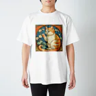 ゆまちゃんの開運雑貨屋さんの金運招く猫ミュシャ風 Regular Fit T-Shirt