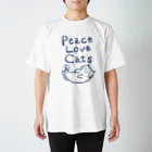 TomoshibiのPeace Love Cats ブルー スタンダードTシャツ