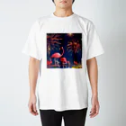 Mistybrianのフラミンゴと打ち上げ花火 スタンダードTシャツ