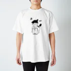  ふじねこ屋のカホン猫（モノクロ） スタンダードTシャツ
