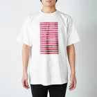 Teatime ティータイムのピンク ストライプ 水彩 絵の具 Regular Fit T-Shirt