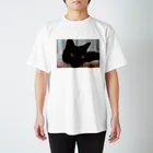 polepole-officeの黒猫ヴィヴィの日向ぼっこ スタンダードTシャツ