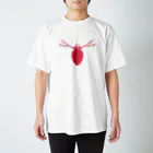 須藤どらまのミジンコの正面（蛍光レッド） スタンダードTシャツ