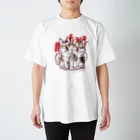 mofuwaのWOLF BROS(white) スタンダードTシャツ