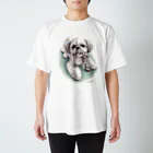 Momojiの犬画のシーズー75 スタンダードTシャツ