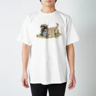 Momojiの犬画のボーダーテリア1 スタンダードTシャツ