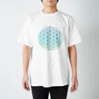 フラワーオブライフ（神聖幾何学）専門店のフラワーオブライフ（blue） Regular Fit T-Shirt