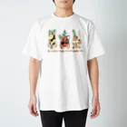 ねことりむし★CAT BIRD INSECTの果物動物「洋梨馬」「林檎猫」「蜜柑兎」と芋虫 Regular Fit T-Shirt