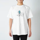 Plants〜ねこと柴犬〜の扇風機とねこのTシャツ(淡色) Regular Fit T-Shirt