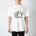 かわいいもののおみせ　いそぎんちゃくの表裏印刷　仲良し猫　灰&ポインテッド スタンダードTシャツ