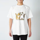 かわいいもののおみせ　いそぎんちゃくの表裏印刷　仲良し猫　茶白&ポインテッド スタンダードTシャツ