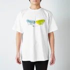 mametosoraのマメルリハインコのお尻（ホワイト・イエロー） スタンダードTシャツ