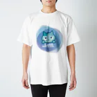 夙川育ち＠ネットショップのLand like a cat blue　〜　夙川育ち スタンダードTシャツ