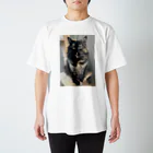 ネコまにあ 【12匹の猫➕うずら】のサビ猫すみれちゃん スタンダードTシャツ