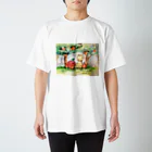 水彩イラストグッズのいのししとリンゴ Regular Fit T-Shirt