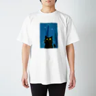 mumulineの黒猫は夜空の星を数えて スタンダードTシャツ
