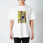 iuko sano shopの「花畑」黒うさぎ Regular Fit T-Shirt