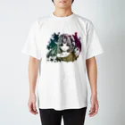 ぺちゃの ○。銀狐堂。○ の三日月猫娘 虹 Regular Fit T-Shirt