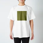 Planet Evansのオリーブと白の縦縞 Regular Fit T-Shirt