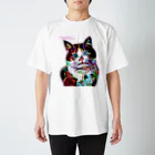 chamao&pimushiのねこ好きさんへ（両面にデザイン有） スタンダードTシャツ