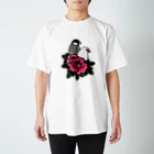 楽多志乃の薔薇と文鳥（白と桜） Regular Fit T-Shirt