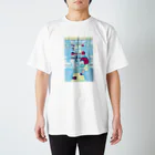 やすこーん（YASCORN）鉄道の鉄道：開放寝台＋駅弁＋YASCORN（水色） Regular Fit T-Shirt