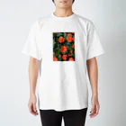 go80sのオレンジの花とグリーンの葉 Regular Fit T-Shirt