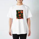 go80sのオレンジの花とグリーンの葉 スタンダードTシャツ