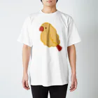 へんてこな文鳥さんのお店のエビフライにとりこまれた文鳥 スタンダードTシャツ