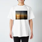 甲羅干しの夕陽の海 スタンダードTシャツ