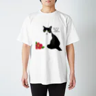 ひげ猫マリオのハチワレ猫 猫山さん1 スタンダードTシャツ