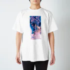 ya-pyの水彩 大理石 ピンク ブルー Regular Fit T-Shirt