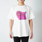 Fumio MatsubayashiのHIGH FIVE CAT PINK Regular Fit T-Shirt