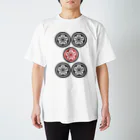麻雀ロゴTシャツショップ 雀喰 -JUNK-の麻雀牌 5筒 ウーピン ＜筒子>黒赤ロゴ スタンダードTシャツ