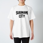 JIMOTO Wear Local Japanの杉並区 SUGINAMI CITY ロゴブラック Regular Fit T-Shirt