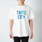 JIMOTO Wear Local Japanの台東区 TAITO WARD ロゴブルー スタンダードTシャツ