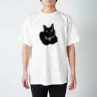 小鳥と映画館のお目目クリクリ黒猫 티셔츠