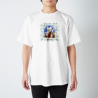猫と音楽Strings Catのこかげでひと休み・猫と鳥 Regular Fit T-Shirt