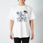 Riki Design (Okinwa Fishing style)の釣りガール_Part2_イラストブラック  スタンダードTシャツ
