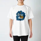 papiko くまさんのsleep　おやすみ　ぬいぐるみ　テディベア　ブルー スタンダードTシャツ