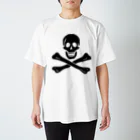 DRIPPEDの海賊旗スカル-Jolly Roger サミュエル・ベラミーの海賊旗-黒ロゴ スタンダードTシャツ