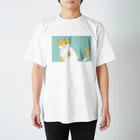 hanamomofalの癒しへそ天猫さん スタンダードTシャツ