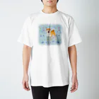 Atelier-Queueの柴犬（青い小花） Regular Fit T-Shirt