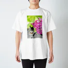 シッポ追いの猫写真店の夏もなお、つきぬ心の紫陽花の スタンダードTシャツ