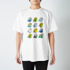 Cody the Lovebirdの（両面） Chubby Bird セキセイインコ大集合　＆　オカメインコ大集合 Regular Fit T-Shirt